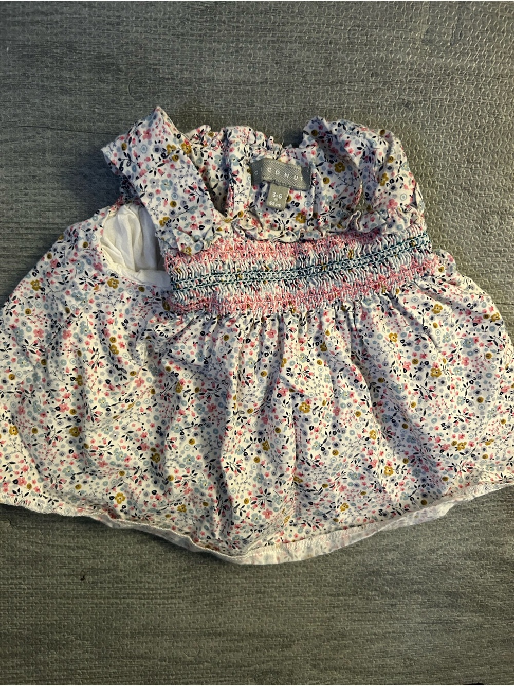 Coconut White Floral Smocked Baby Top
